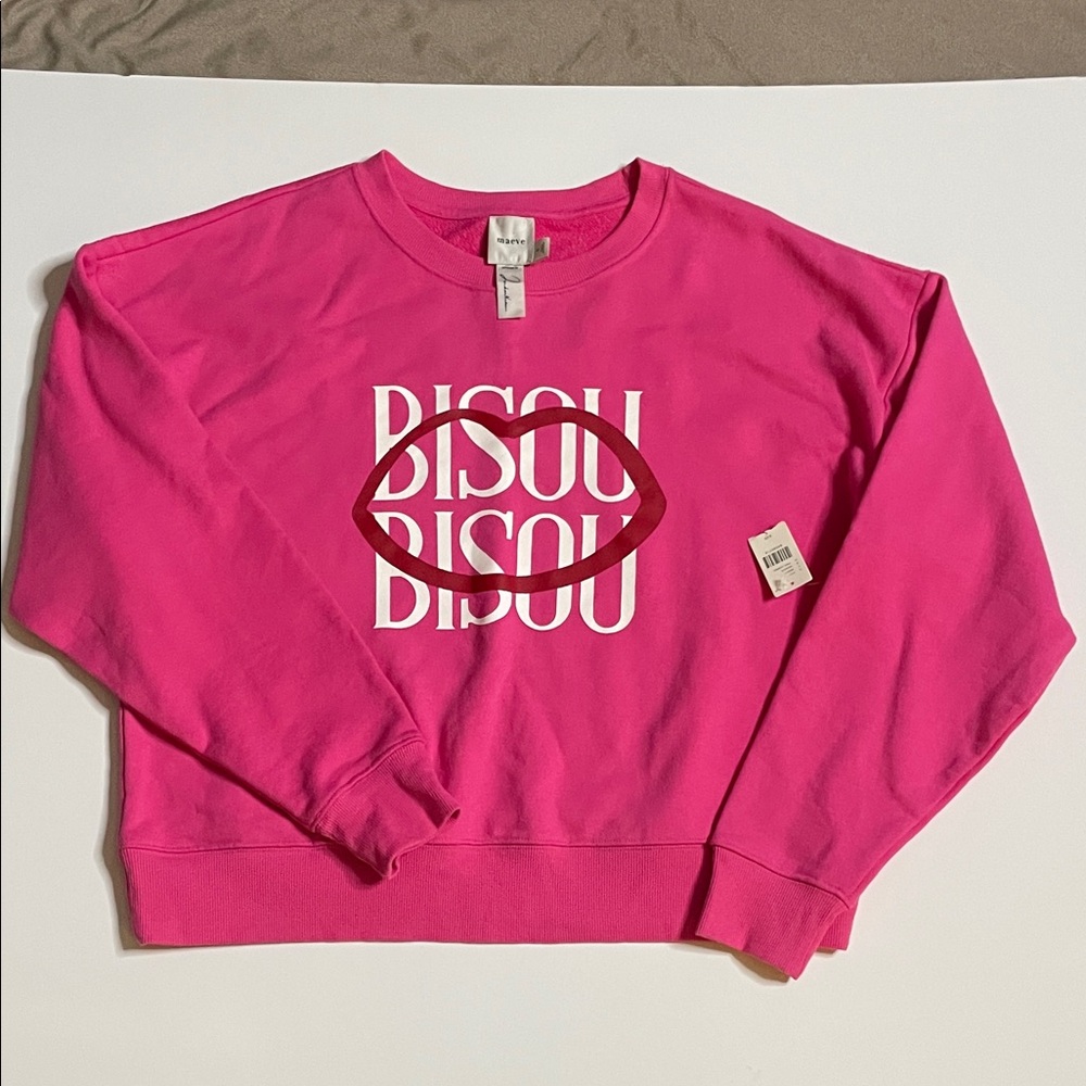 Maeve Vibrant Pink Sweatshirt. Bisou. Bisou. Small.